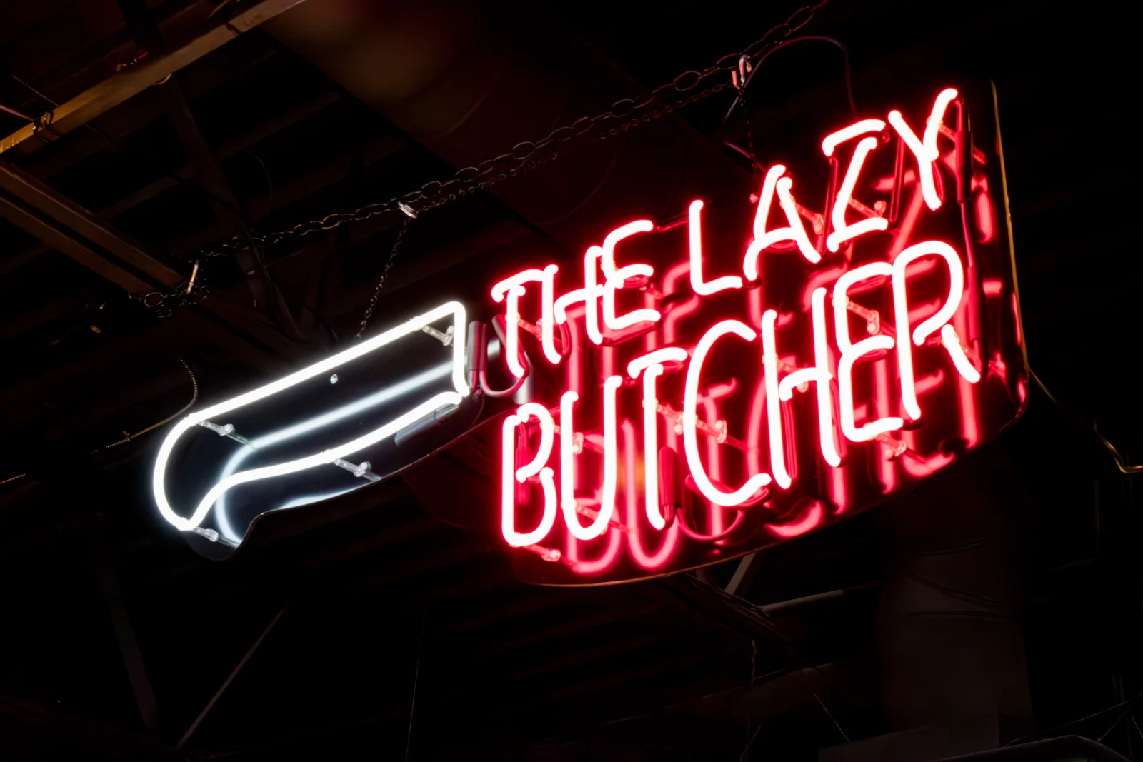 The Lazy Butcher neon sign
